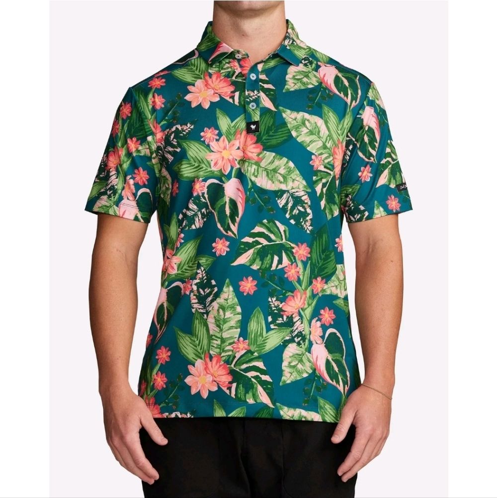 Bad Birdie Bad Botanist Men's Golf Polo Moisture Wicking Anti Wrinkle Size M